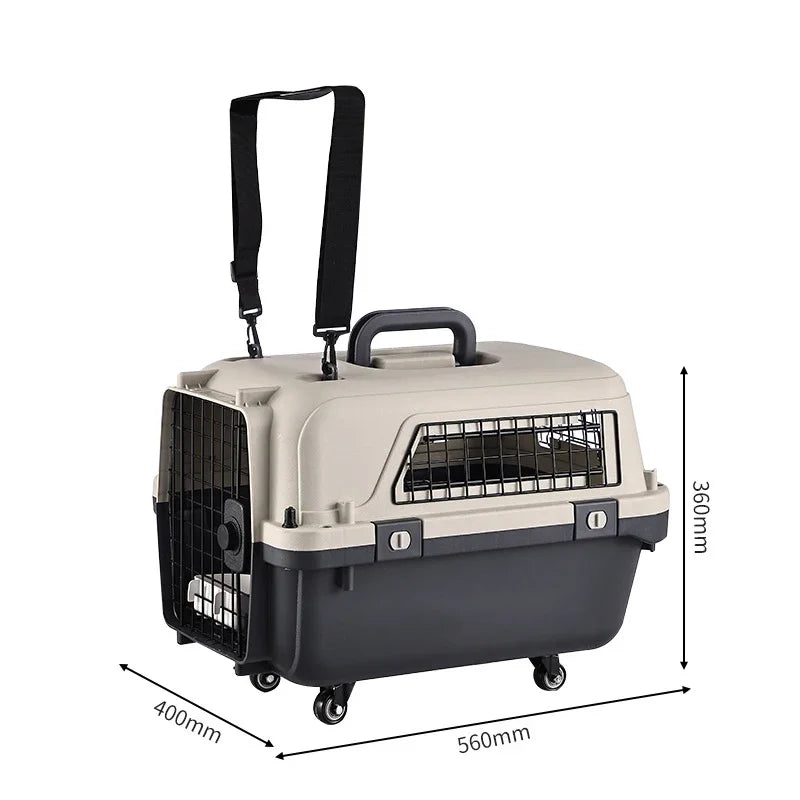 Wholesale Large Pet Trolley Case Pet Flight Crate Travel Cage Portable Plastic Dog Carrier Box