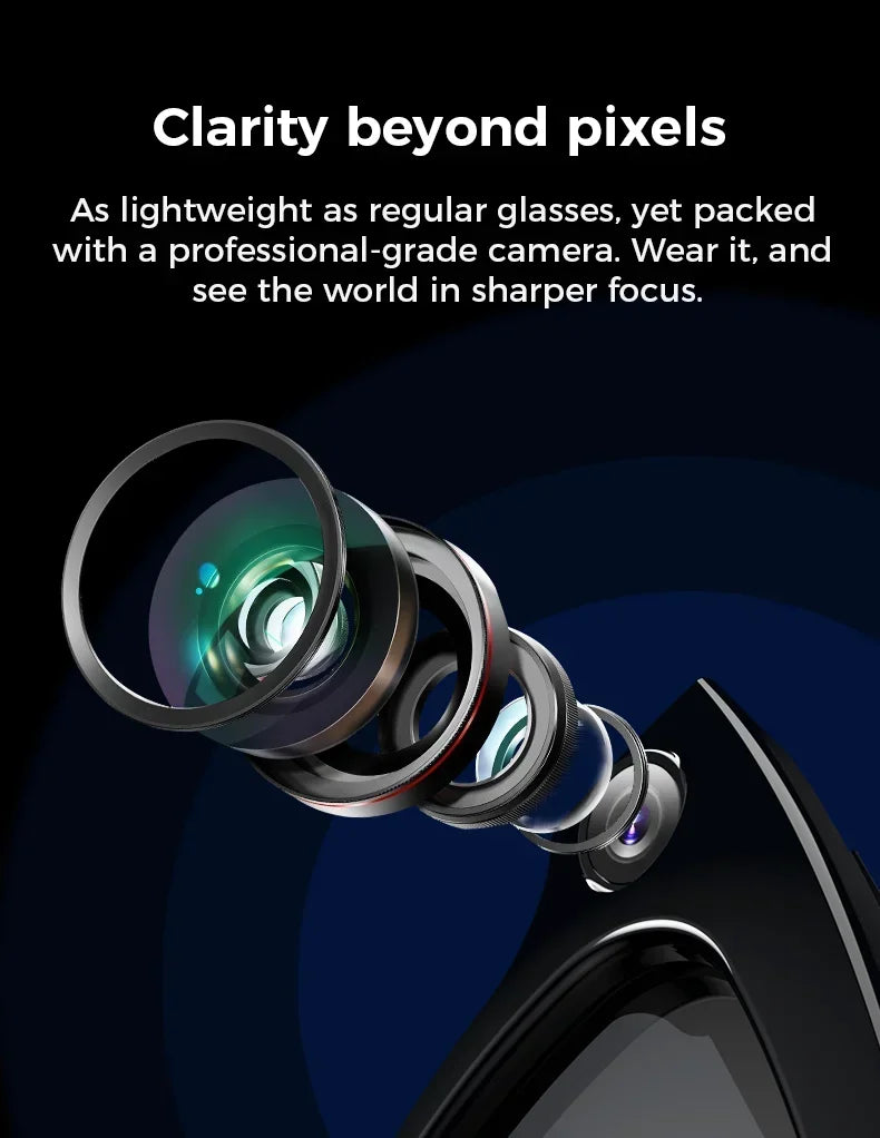 全新AI智慧專業級攝影眼鏡AI語音8MP高清視訊環繞聲音樂藍牙通話Wifi智慧眼鏡