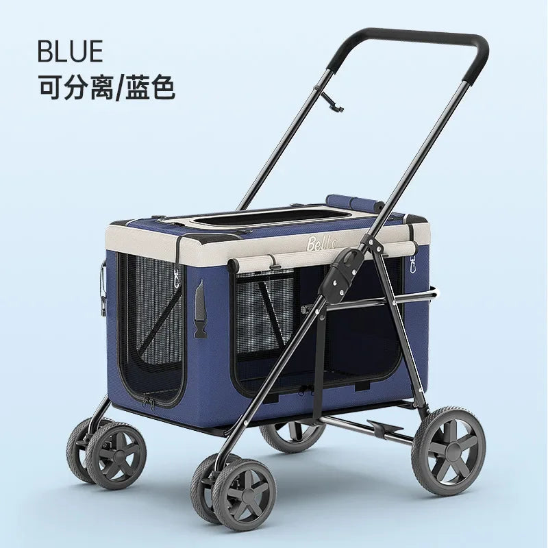 可折疊大型犬寵物推車 - 輕便寬敞的貓狗攜帶箱,可容納多種小型犬