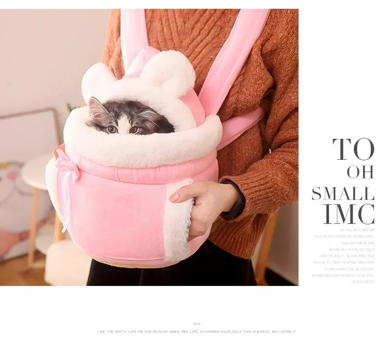 Cute Pet Carrier Bag Cat Dogs Plush Backpack Outdoor Travel Walking Winter Warm Nest Kitten Puppy Hanging Chest Portable Carriers
