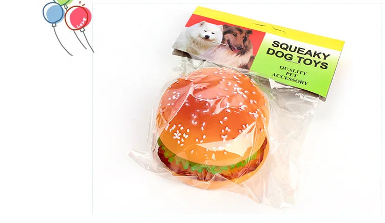 Pet Dogs Hamburger Toy Non-Toxic Puppy Toys Dog Chew Toys Food Grade Silicone Training Playing Chewing Dog Cat Accessories