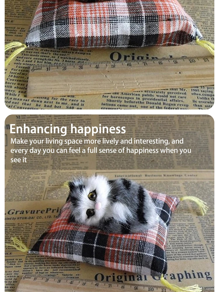 仿真貓玩具擺飾仿真動物花貓佈藝靠墊貓咪午睡貓咪桌上公仔擺飾