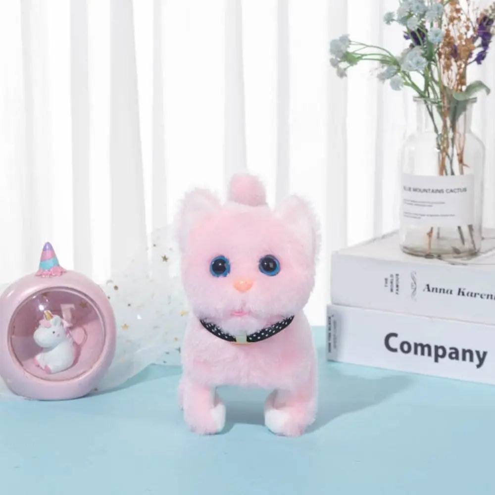 全新行走小貓毛絨玩具電動互動貓填充動物喵喵尾巴搖頭點頭貓寵物玩具兒童禮物