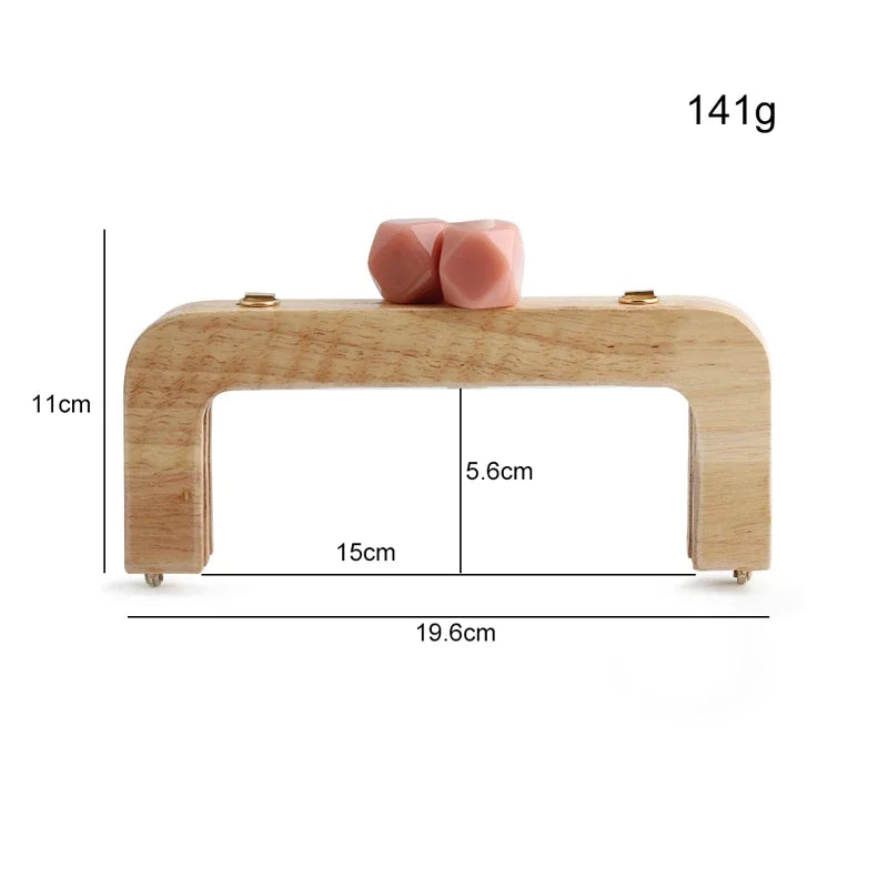 1PC 馬卡龍糖果色皮夾實木手柄框架復古包斜背包弧形實木樹脂頭金色DIY手柄