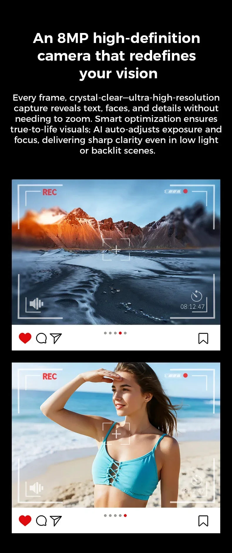 全新AI智慧專業級攝影眼鏡AI語音8MP高清視訊環繞聲音樂藍牙通話Wifi智慧眼鏡