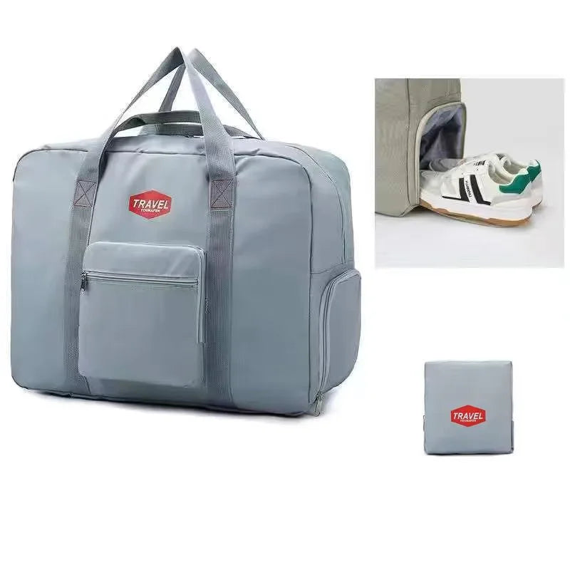 時尚折疊旅行包女士牛津旅行週末過夜包大容量手提行李托特包行李袋配件用品