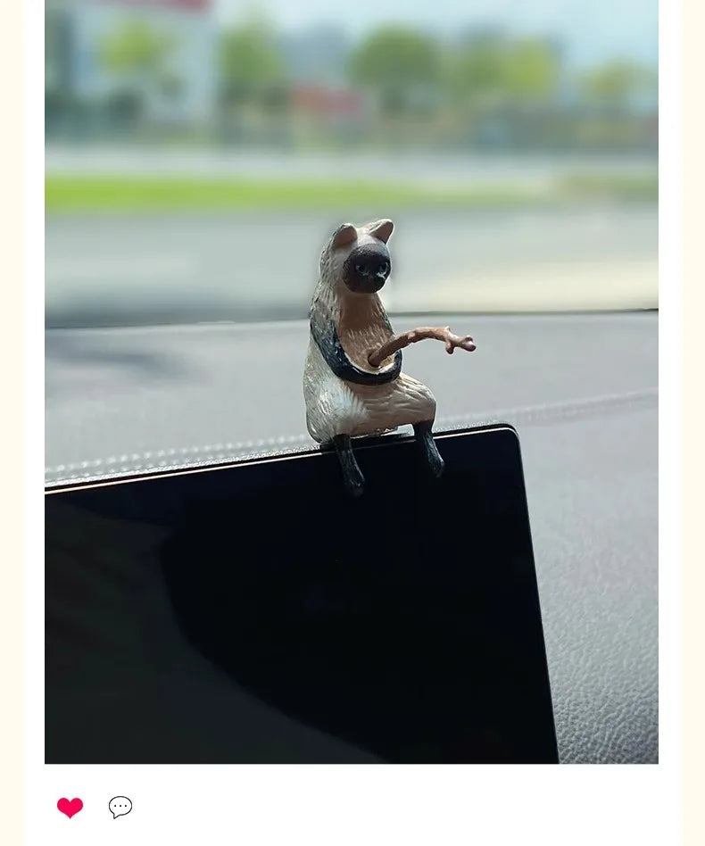 釣魚貓汽車內裝裝飾可愛樹脂帶管眼鏡汽車後視鏡掛件出風口車載飾品