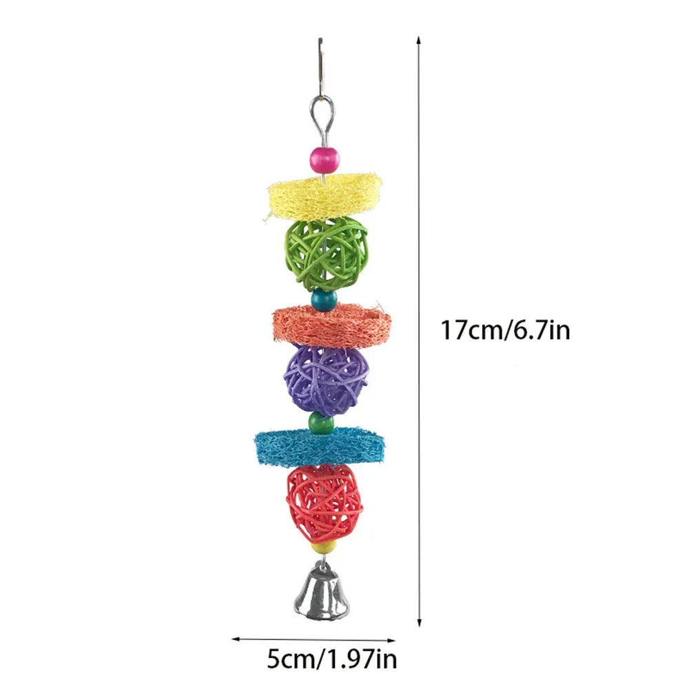 兔子倉鼠咀嚼玩具掛鈴藤球臼齒玩具寵物龍貓豚鼠鳥鸚鵡長尾小鸚鵡鳥籠裝飾