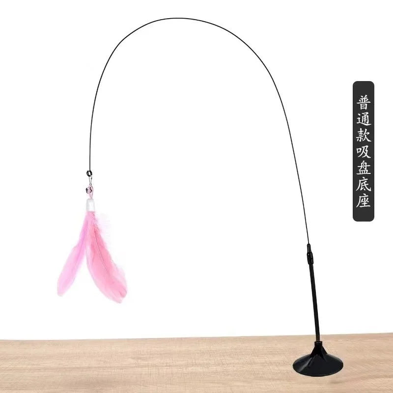 貓咪玩具羽毛棒互動玩具小貓玩具帶超級吸盤可拆式羽毛替換件貓咪配件