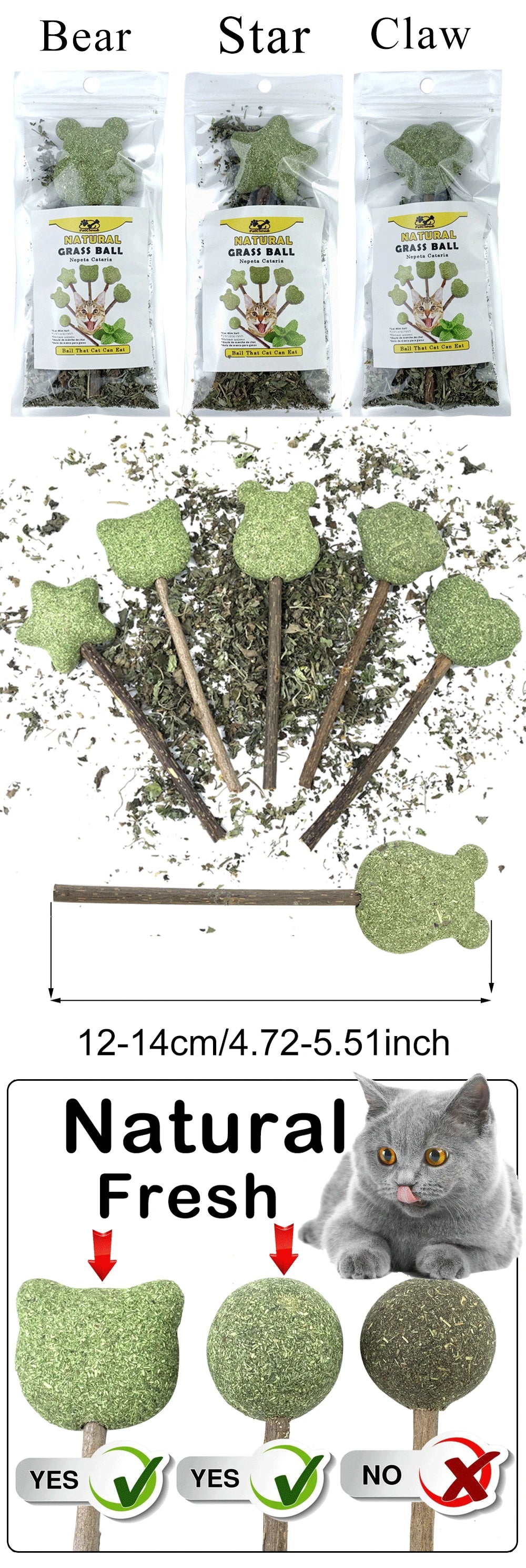 可愛造型新鮮貓薄荷玩具貓薄荷天然安全可食用可愛造型寵物薄荷棒棒糖貓薄荷球貓玩具清潔牙齒