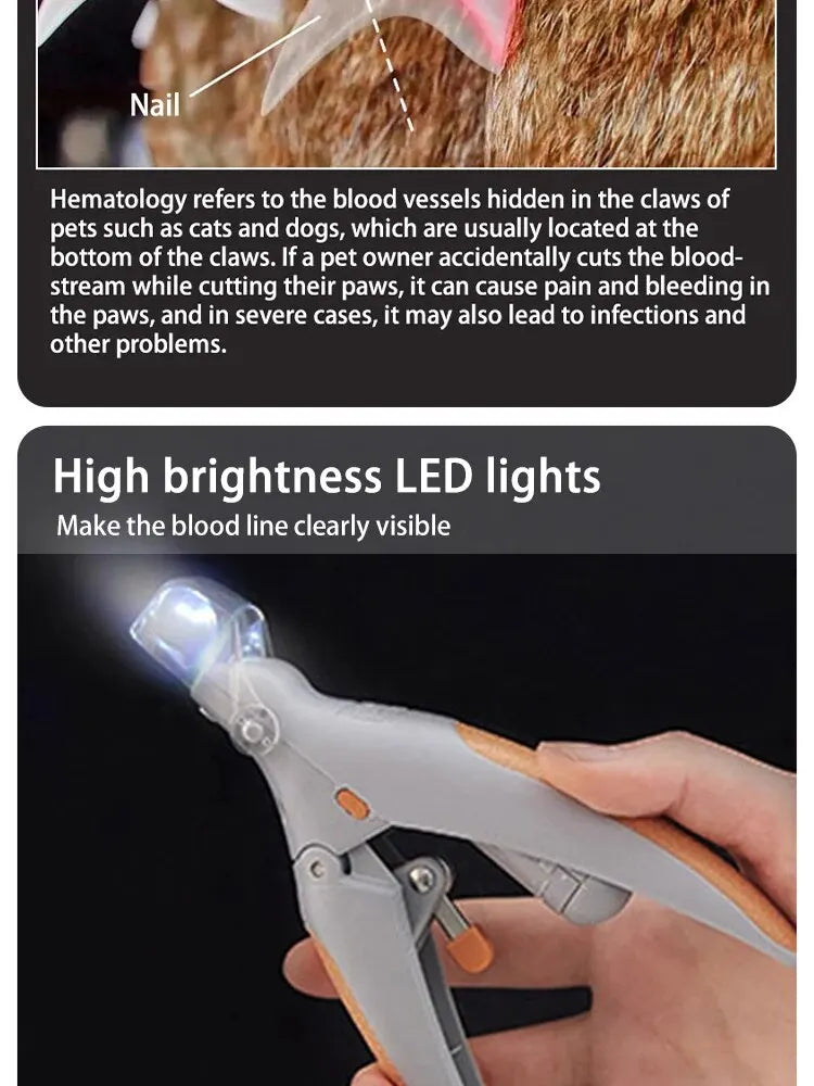 寵物指甲鉗搭配LED燈狗貓專用指甲鉗多功能指甲修剪器寵物清潔美容用品