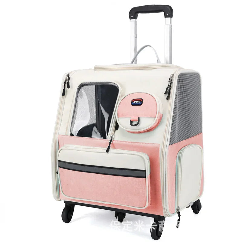 猫用バッグ 外出用 ポータブル ペット用トロリーケース バックパック アウトドア 旅行用 ペットバッグ 猫用品