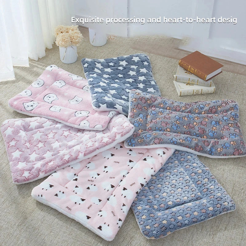 flannel pet sleeping mat, dog bed cushion, cat sofa blanket, washable pet mat, crate liner dog bed, plaid dog cushion, soft cotton cat bed, non-slip pet mattress, coral velvet dog blanket, breathable dog bed for all sizes
