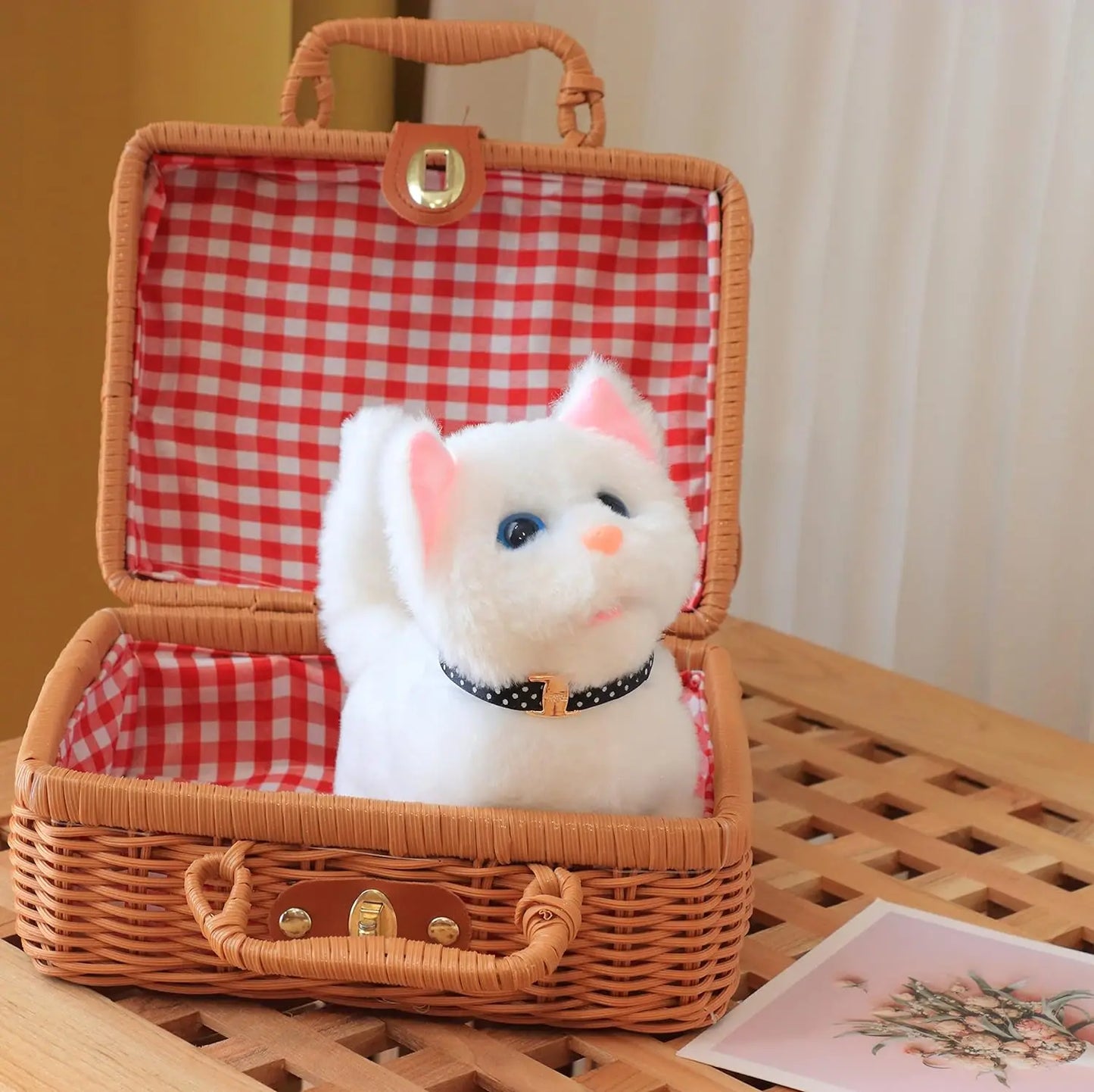 全新行走小貓毛絨玩具電動互動貓填充動物喵喵尾巴搖頭點頭貓寵物玩具兒童禮物