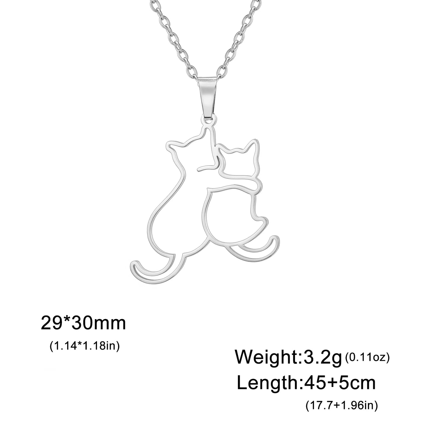 Cazador Cute Hugging Cats Kitten Necklace for Women Stainless Steel Animal Dog Pet Pendant Necklaces Jewelry Gift 2024 Trend