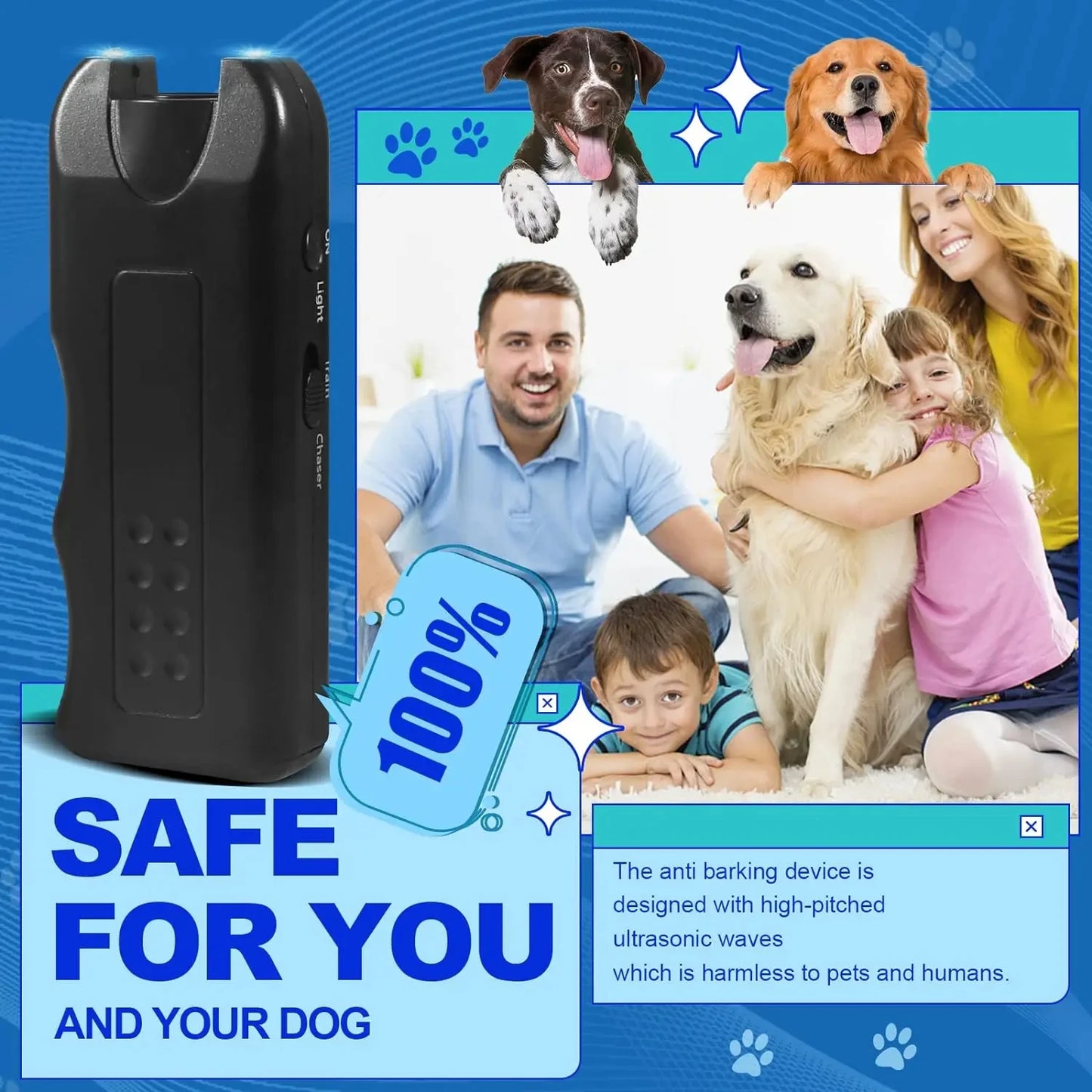 超音波驅狗器便攜式防吠器手持式三合一訓狗器驅趕動物寵物訓狗器