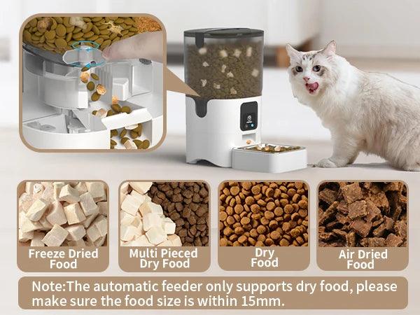 PAPIFEED 智慧自動貓餵食器 WiFi 寵物餵食器,附 APP 控制,可遠端餵食,可拆卸,方便清潔貓糧