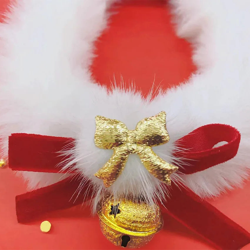 ペット首輪 猫用 クリスマス首輪 スカーフ リボン ベル 新年 クリスマス首輪 手作り装飾 小型犬用 犬用アクセサリー