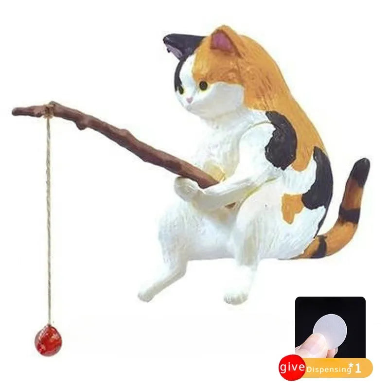 釣魚貓汽車內裝裝飾可愛樹脂帶管眼鏡汽車後視鏡掛件出風口車載飾品