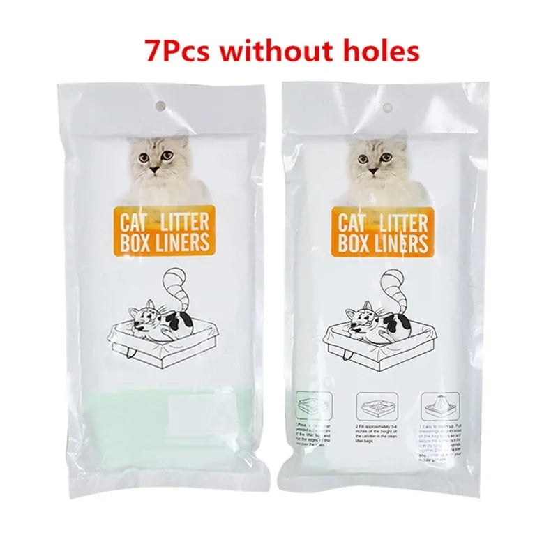 7 Pcs/Set Pet Cat Litter Bag Thickened Hidden Drawstring Design With Filter Large Capacity Lazy Pet Poop Bag Cleaning Supplies