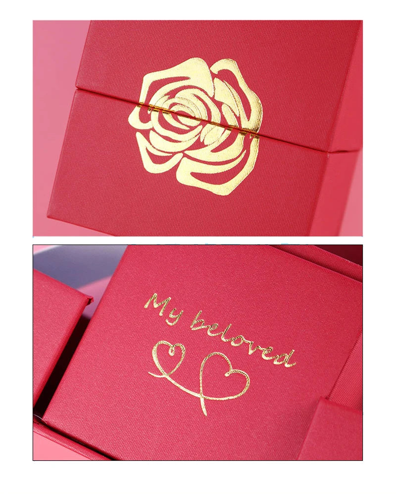 我愛你項鍊配玫瑰禮盒 100 種語言投影吊墜首飾 送給女朋友 2023 新款浪漫配件