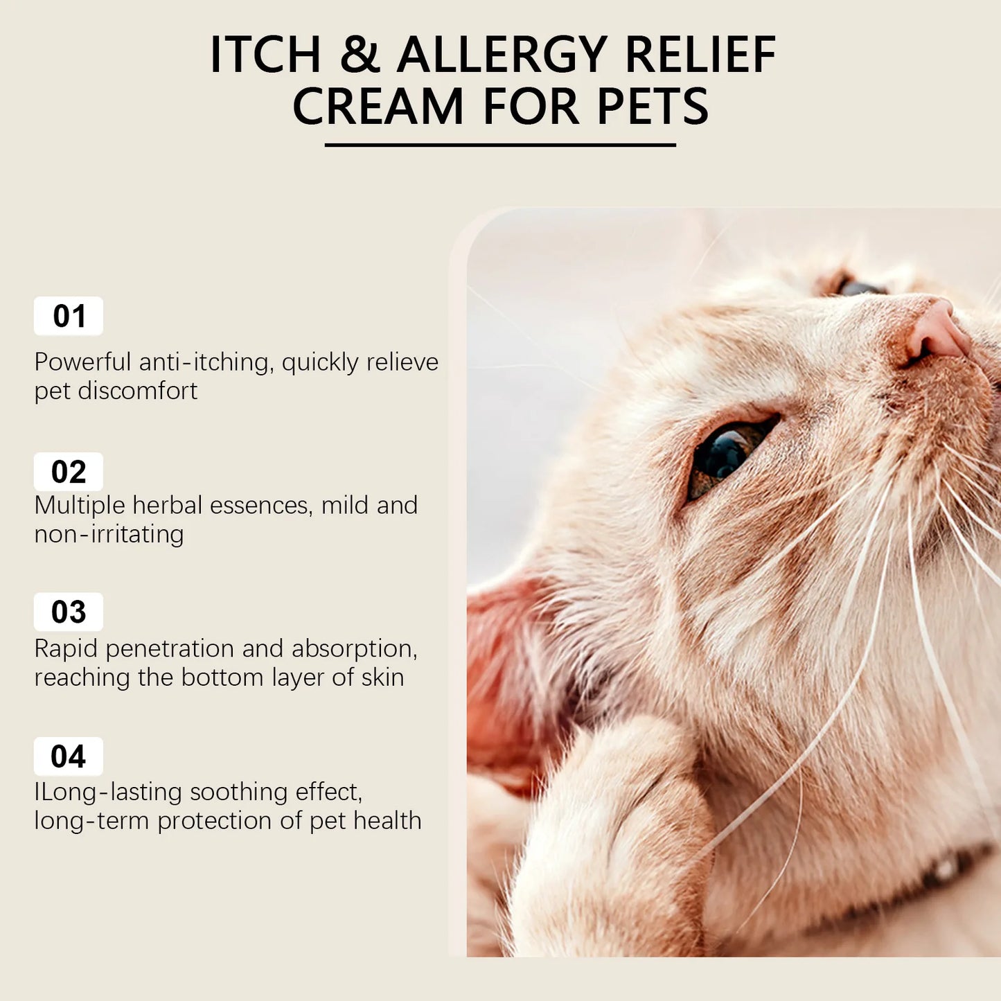 Pet Skin Care Cream for Dogs & Cats Itch Relief & Flea Control