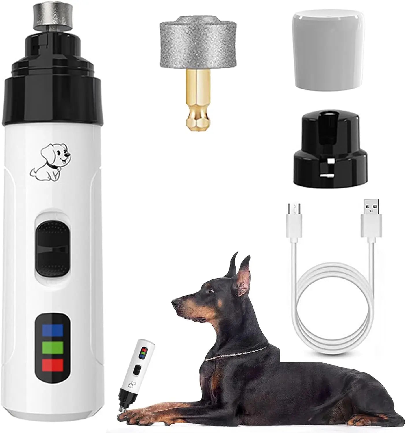 Silent Groom Pro Dog Nail Grinder-2-Speed Electric Rechargeable Pet Nail Trimmer Quiet Painless Pet Paws Grooming Smoothing Tool