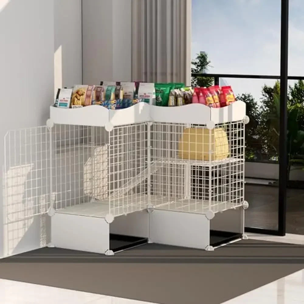 雙層兔籠 室內兔籠 貓籠 附拉出式托盤 轉角設計 易於清潔 穩定耐用 閣樓設計