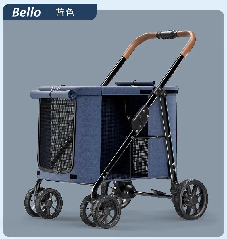 可折疊大型犬寵物推車 - 輕便寬敞的貓狗攜帶箱,可容納多種小型犬