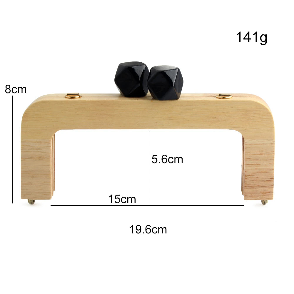 1PC 馬卡龍糖果色皮夾實木手柄框架復古包斜背包弧形實木樹脂頭金色DIY手柄