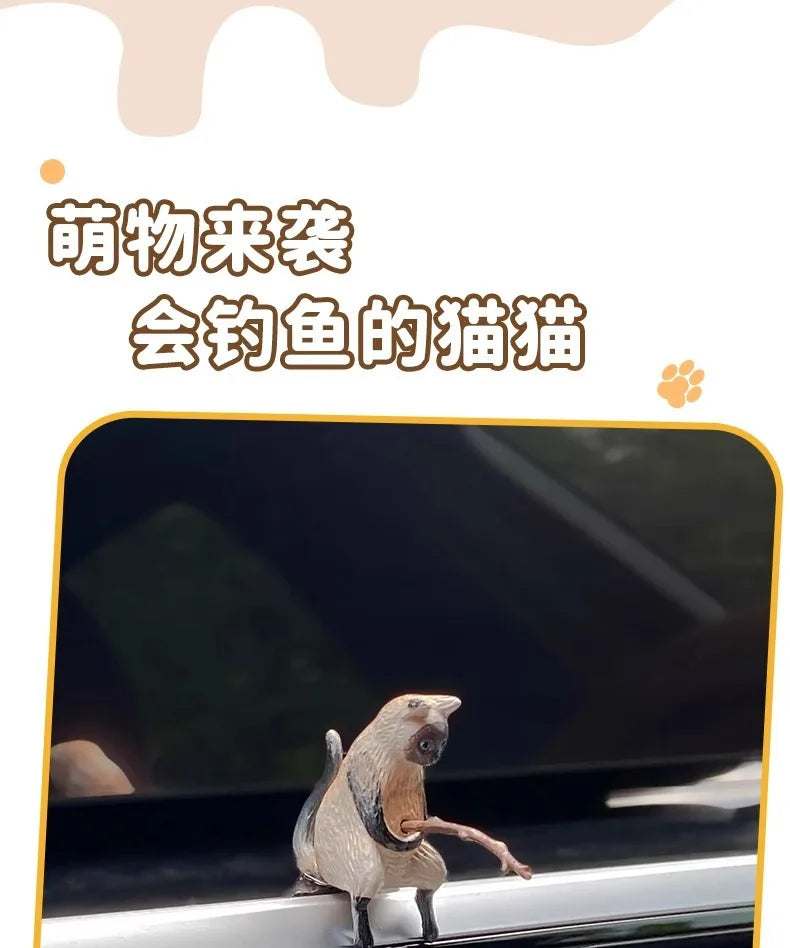 釣魚貓汽車內裝裝飾可愛樹脂帶管眼鏡汽車後視鏡掛件出風口車載飾品