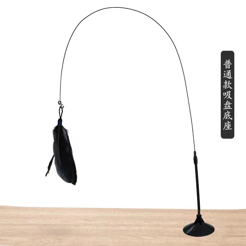 貓咪玩具羽毛棒互動玩具小貓玩具帶超級吸盤可拆式羽毛替換件貓咪配件