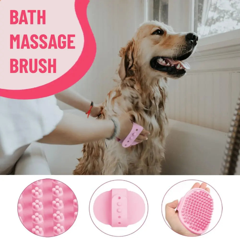 5-Piece dog bath brush drying towel long and short hair dog bath brush with shampoo massage brush