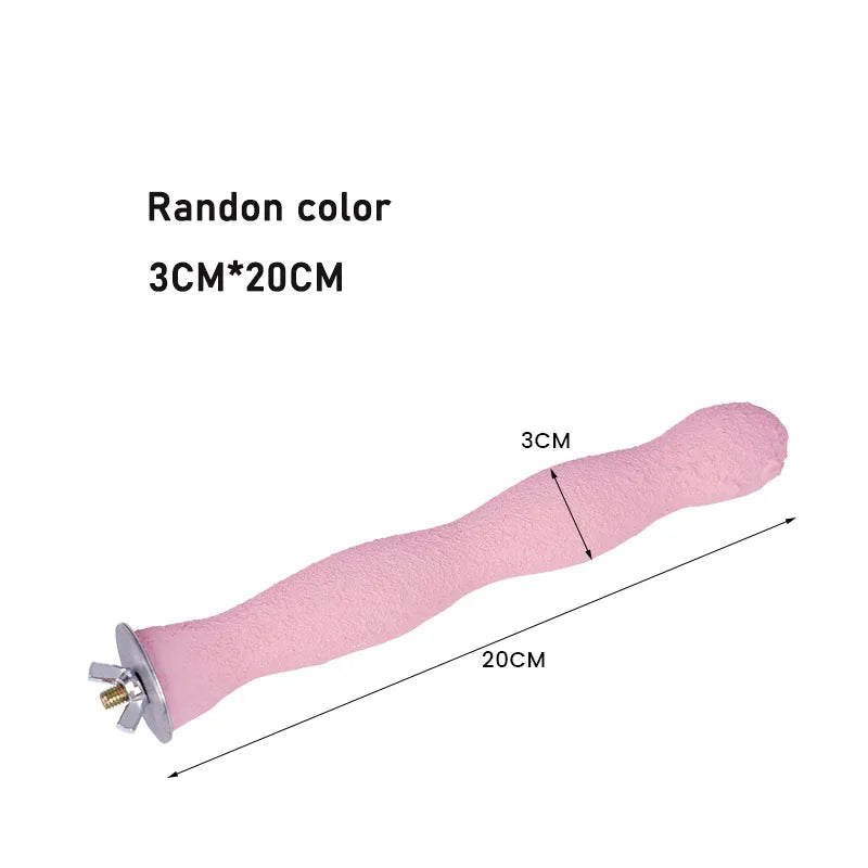 Pet Parrot Claw Grinding Stick Wooden Stick Bird Perching Sand Parakeet Grinding Bar Teeth Bites Toy For Parrot Cage Accessories