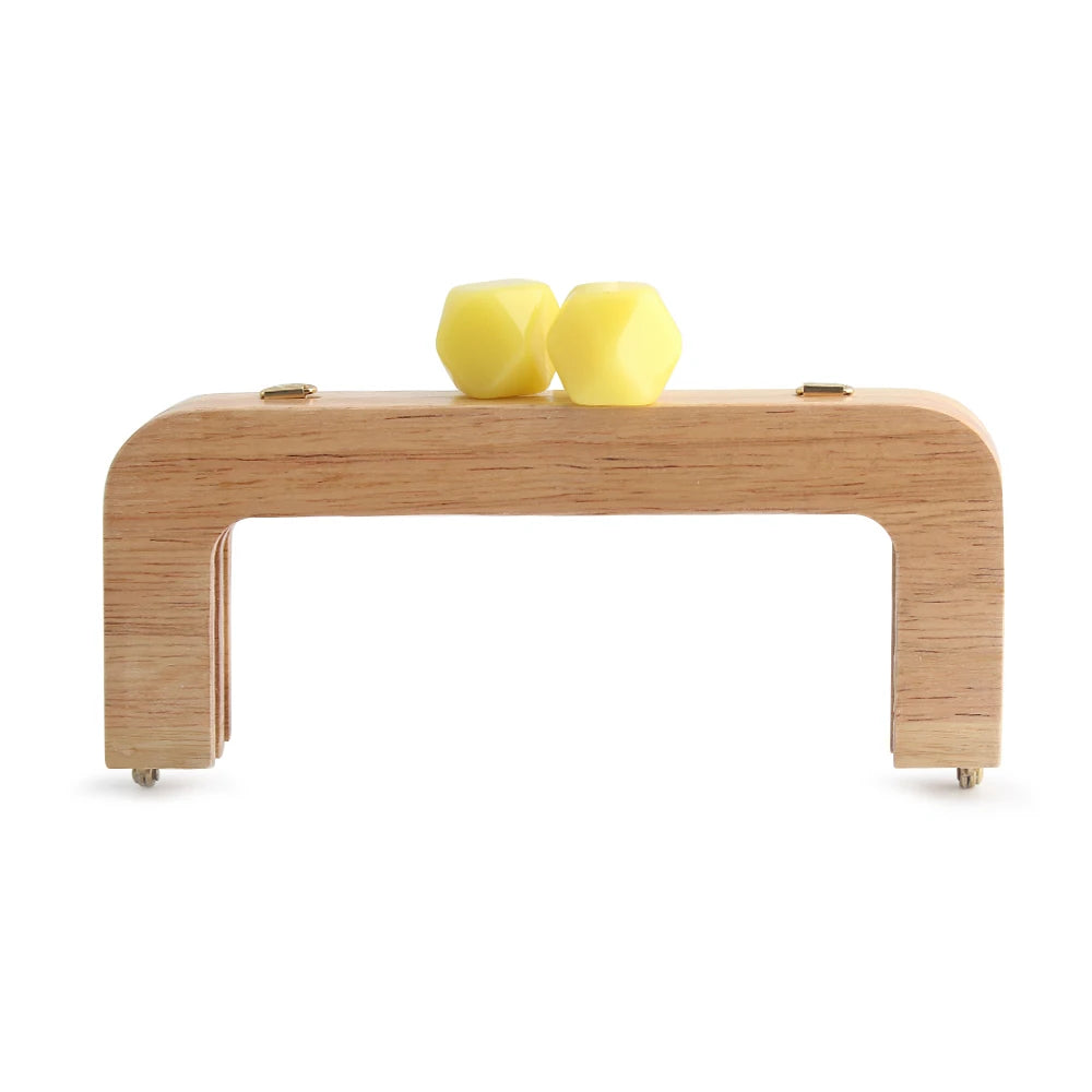 1PC 馬卡龍糖果色皮夾實木手柄框架復古包斜背包弧形實木樹脂頭金色DIY手柄