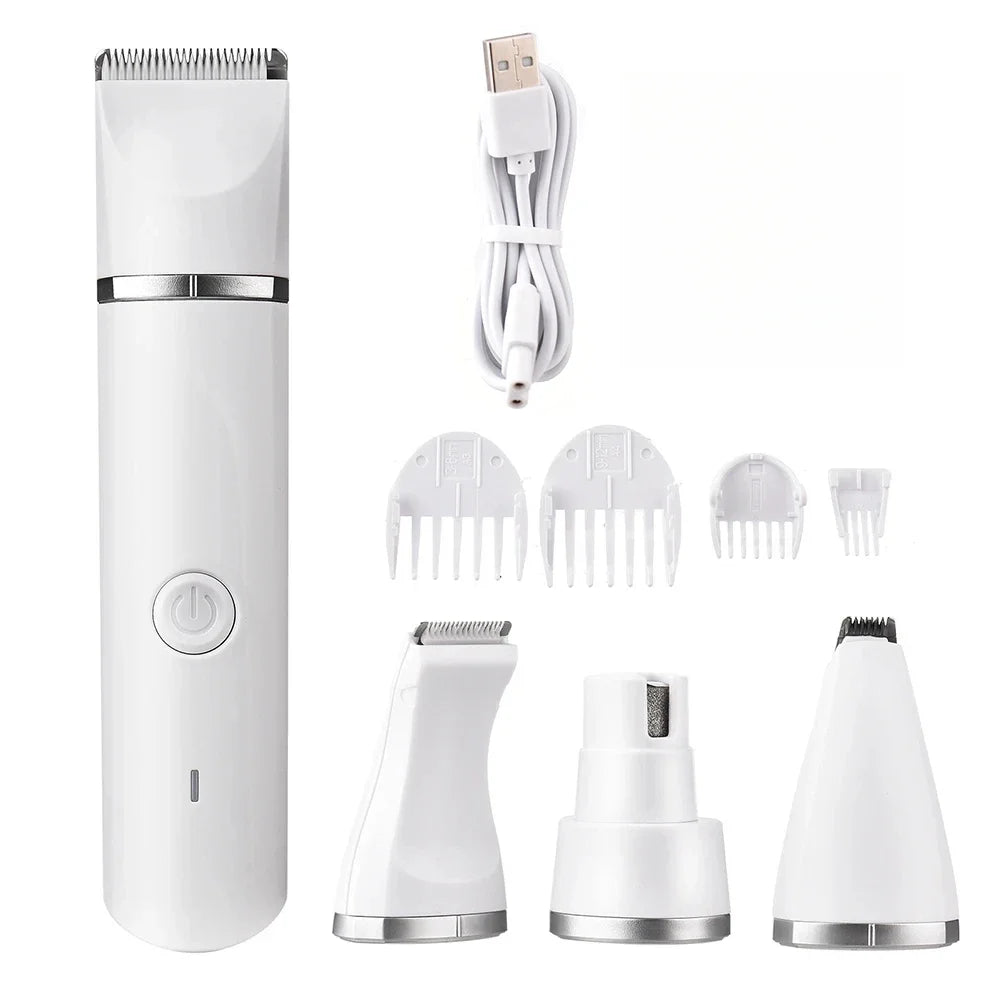 4-in-1 多機能電動犬用バリカン グルーミング用 コードレス 犬用シェーバー バリカン トリマー 低騒音 ペットグルーミングツール