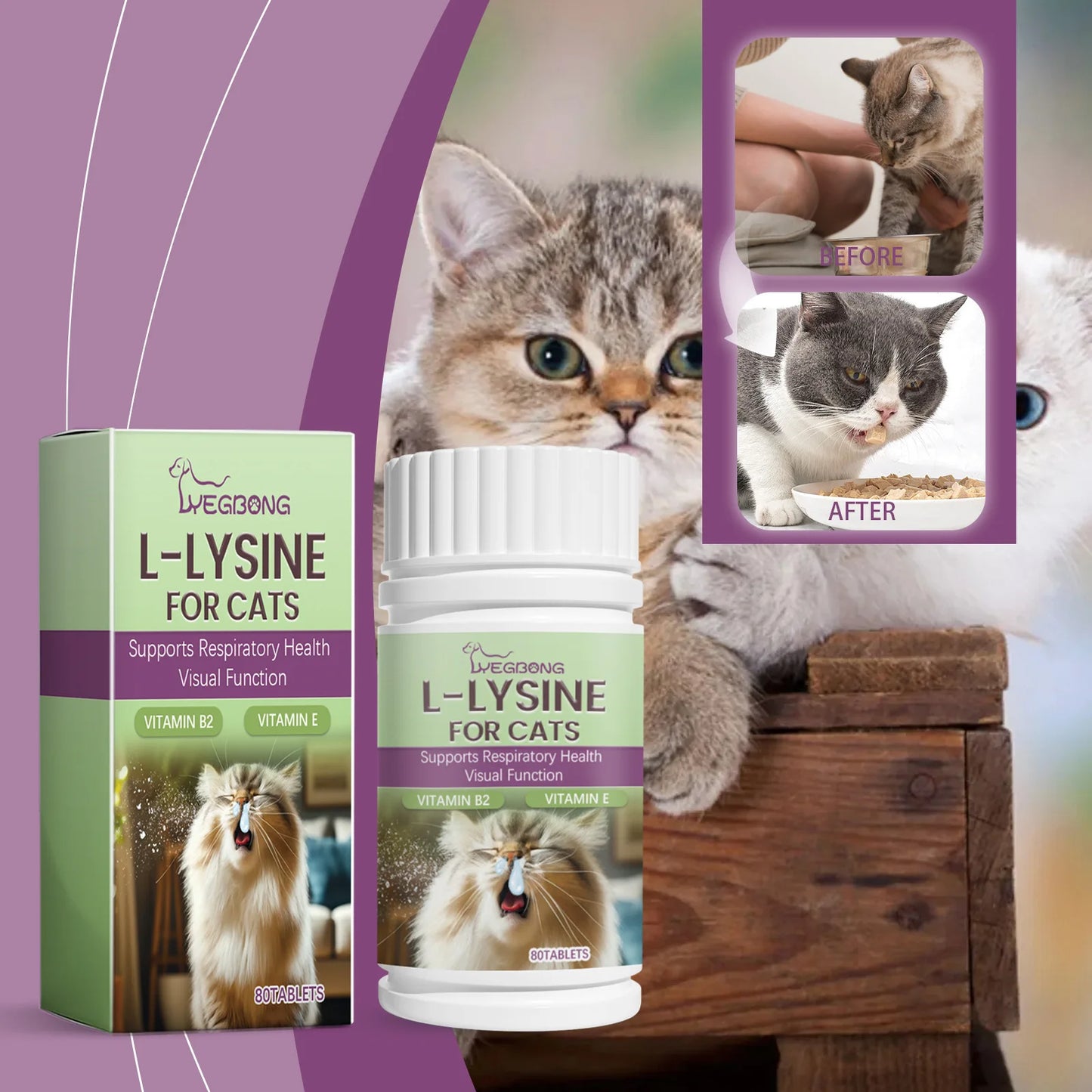L-Lysine Cat Health Tablets- Immune Support for Feline Herpes & Respiratory Care, Calcium Absorption Aid