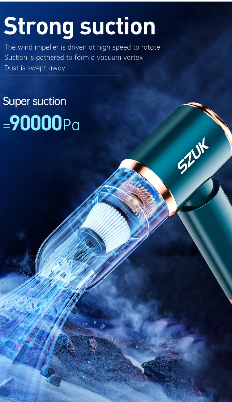 SZUK 車用吸塵器強吸力無線便攜式清潔機手持式迷你吸塵器適用於汽車家用和鍵盤