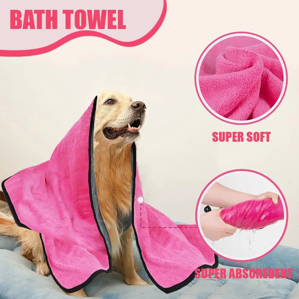 5-Piece dog bath brush drying towel long and short hair dog bath brush with shampoo massage brush