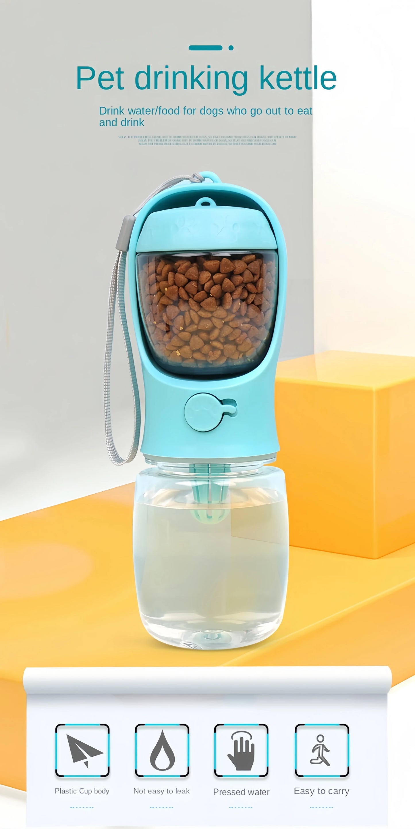 便攜式狗貓水瓶帶儲存食物和水容器適用於小狗寵物狗餵食碗戶外旅行寵物用品