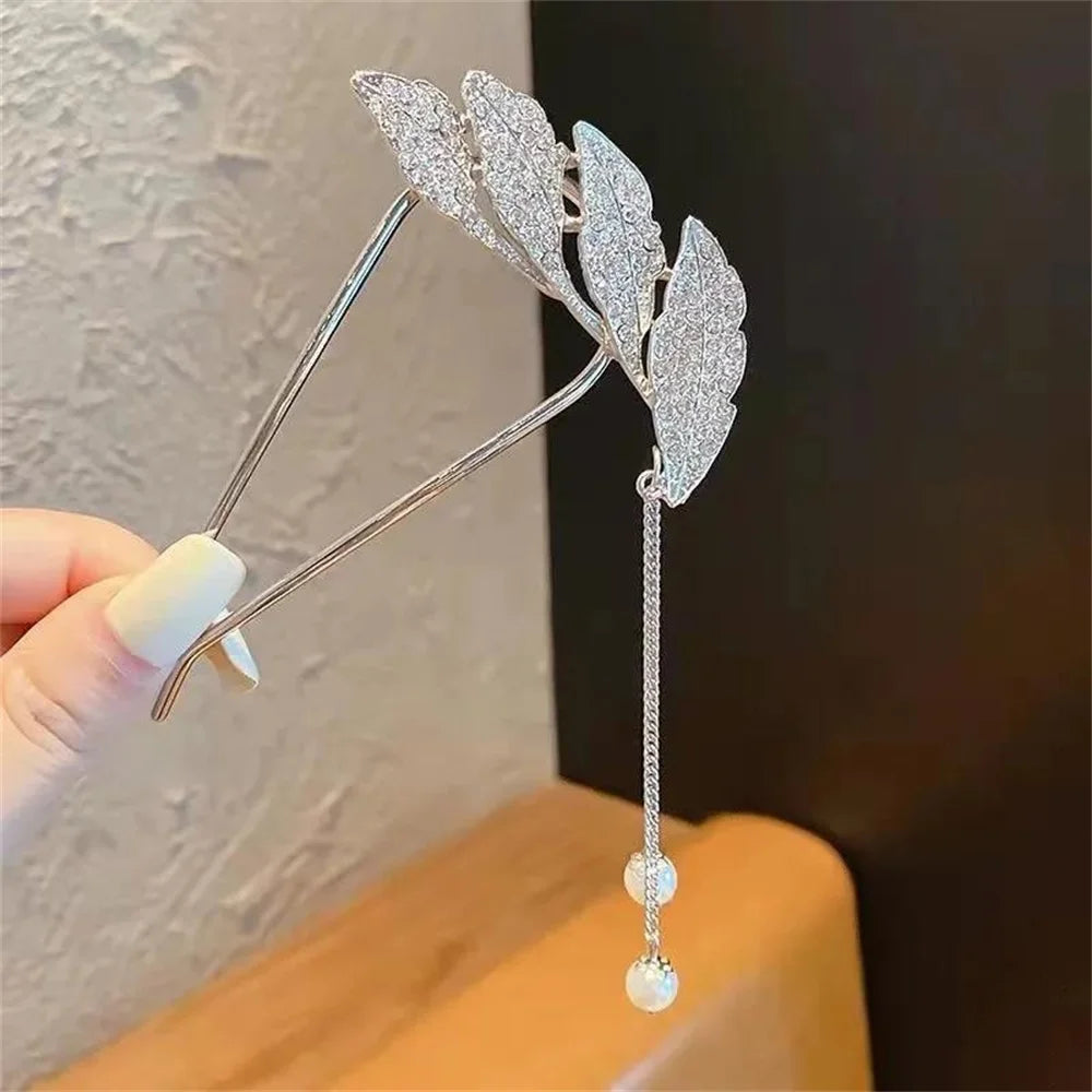 新款珍珠髮夾韓國U型金屬貝殼髮夾女式髮簪髮髻造型飾品禮物