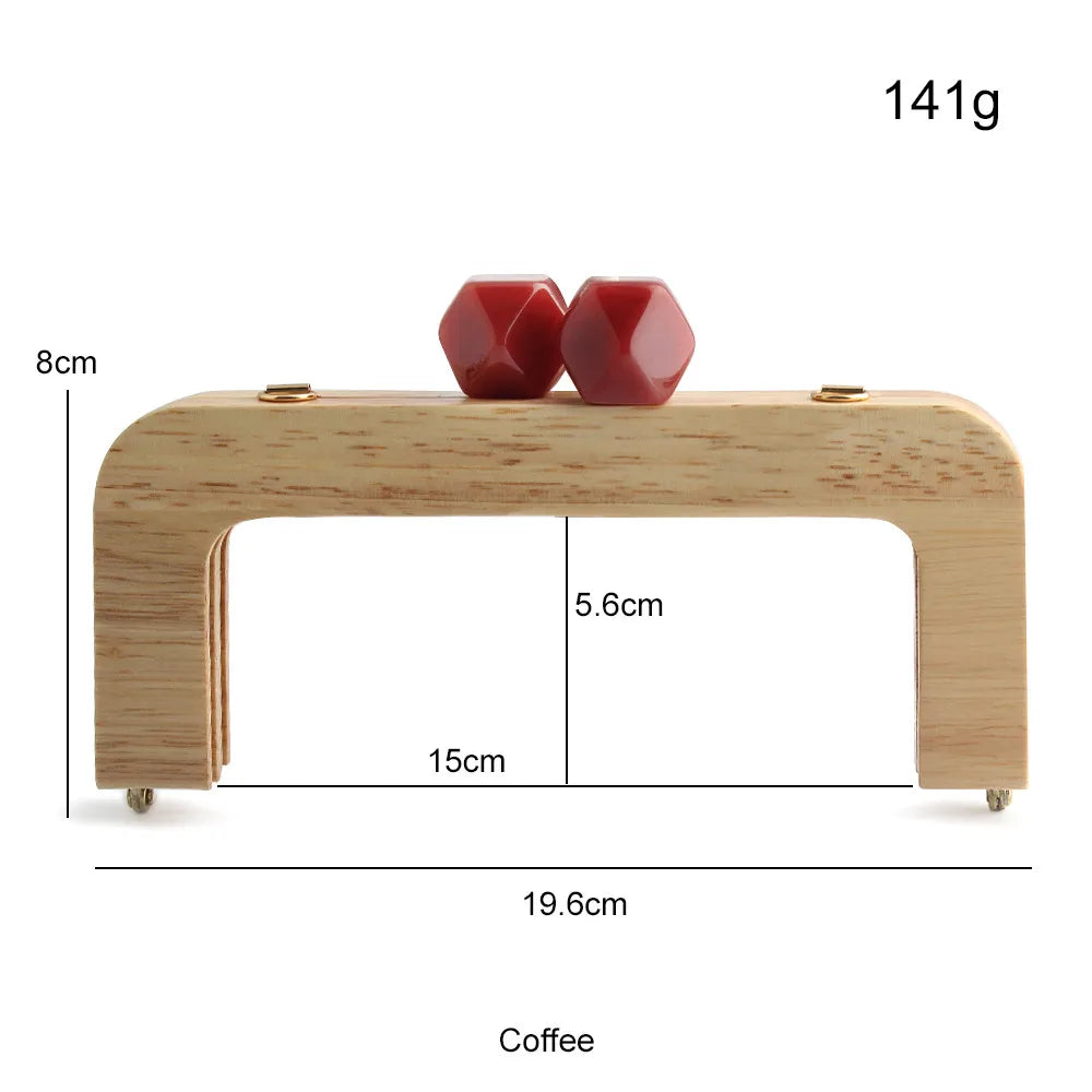 1PC 馬卡龍糖果色皮夾實木手柄框架復古包斜背包弧形實木樹脂頭金色DIY手柄