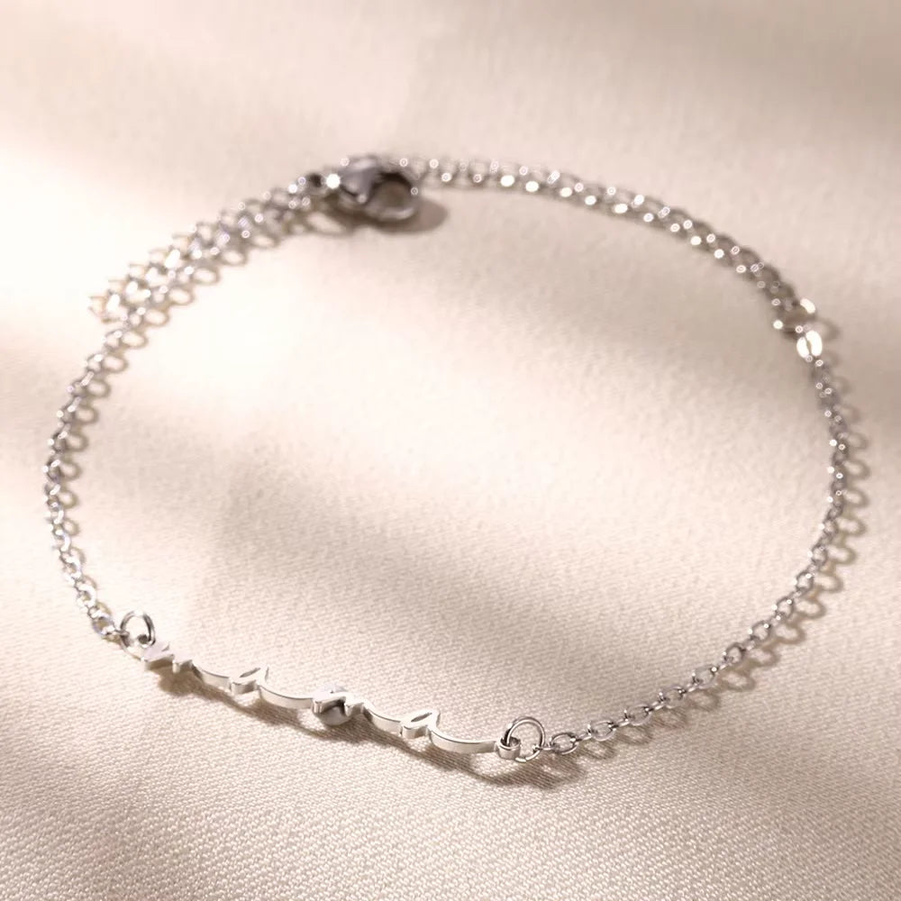 上品なミニママレターブレスレット(女性用、ゴールドカラー、ステンレススチール製、エレガント、調節可能なリンクチェーン付き)母の日ジュエリー、ママギフト