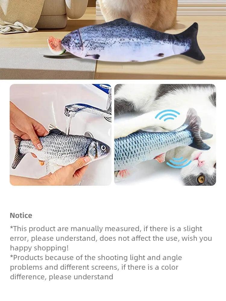 USB 充電軟魚玩具,適用於貓狗 - 互動咀嚼、訓練和牙齒清潔毛絨玩具