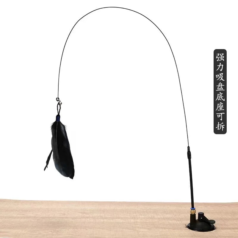 貓咪玩具羽毛棒互動玩具小貓玩具帶超級吸盤可拆式羽毛替換件貓咪配件