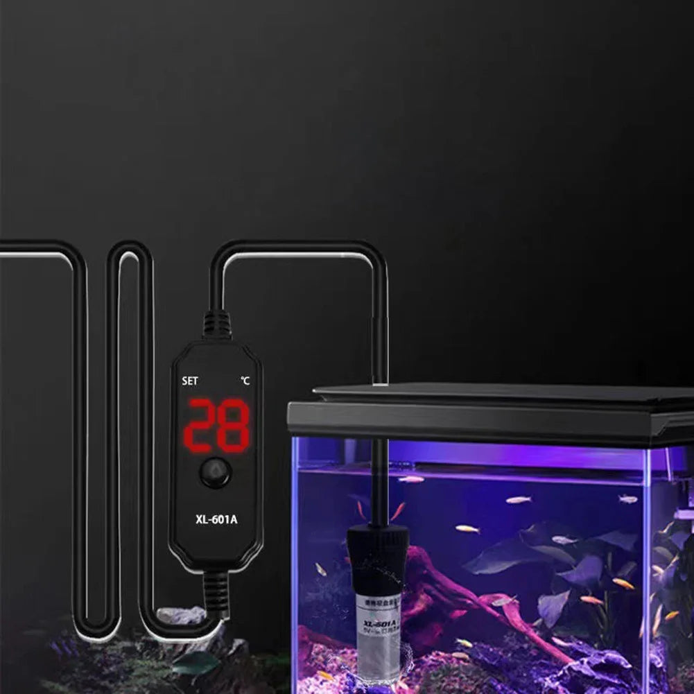 水族箱加熱器可調式潛水魚缸加熱器20W/25W數位顯示外部溫度控制器18-34°C USB迷你