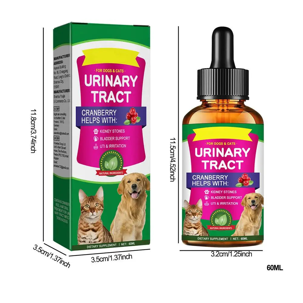 ペットUTI 60ml 強力な猫用膀胱滴剤 尿路ケア用 多機能クランベリー 犬&猫UTI