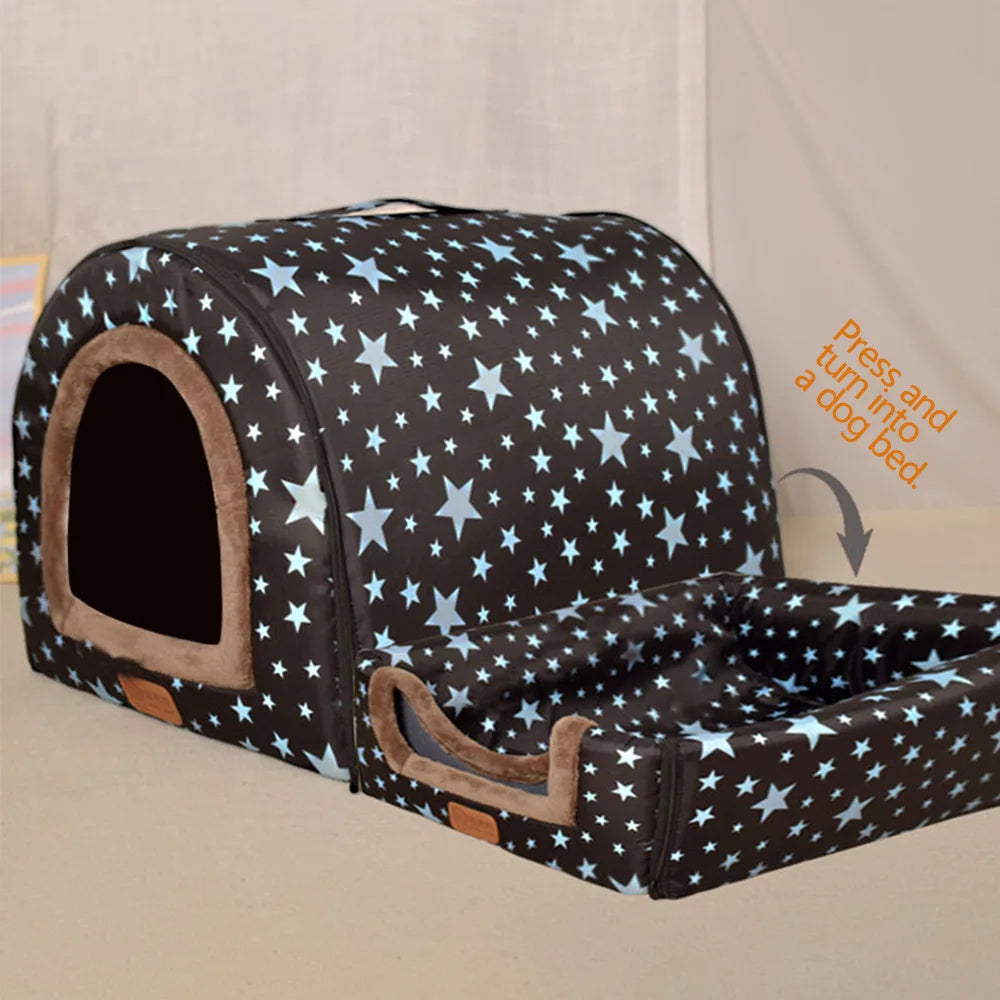 Soft Indoor Dog Kennel Bed – Warm, Removable Cave for Small Pets