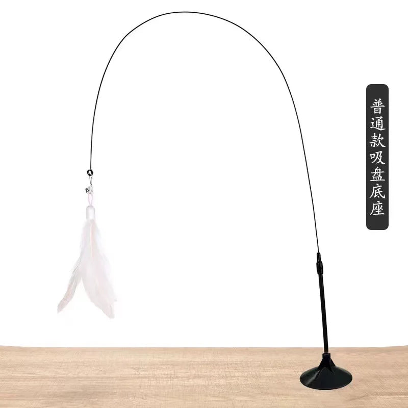 貓咪玩具羽毛棒互動玩具小貓玩具帶超級吸盤可拆式羽毛替換件貓咪配件