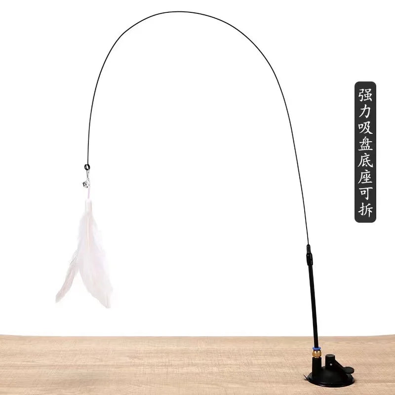 貓咪玩具羽毛棒互動玩具小貓玩具帶超級吸盤可拆式羽毛替換件貓咪配件